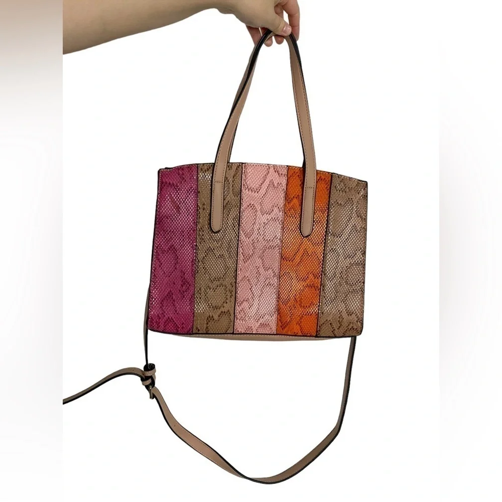 MultiColored Alligator Print Tote Bag with Straps with Detachable Long Strap
